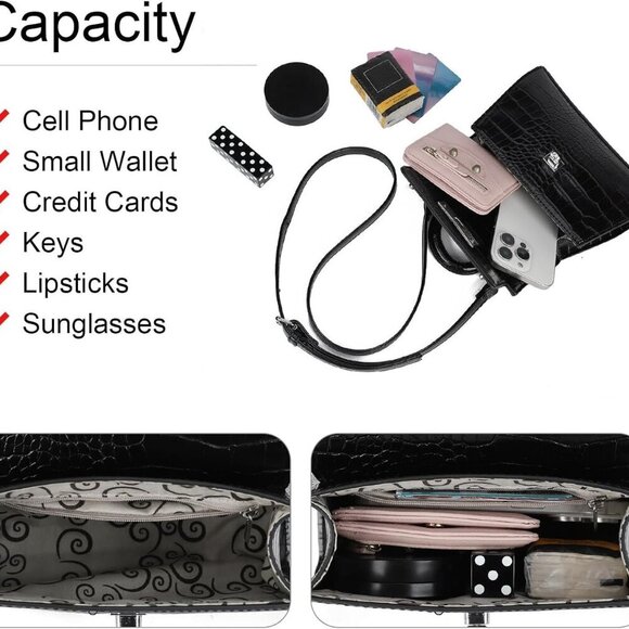 Small Cute Crossbody Purse for Women with Top Handle Designer Mini Tote Bag for - Picture 5 of 9